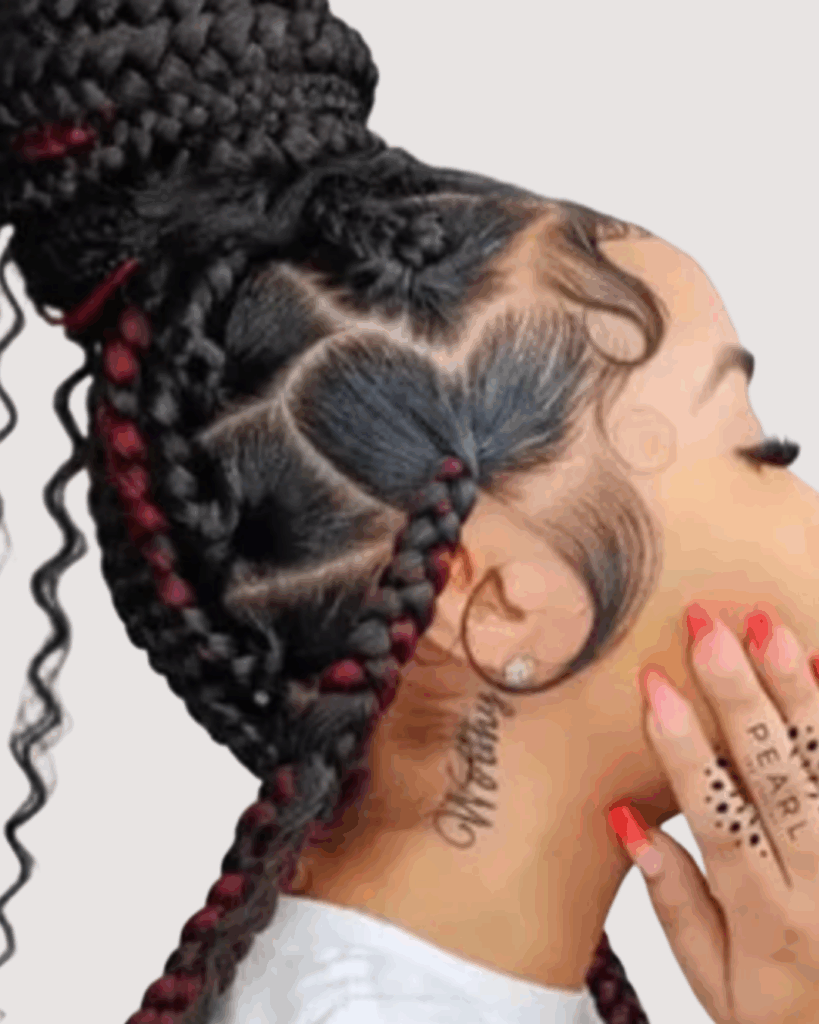 Jumbo knotless braids with design in Toronto Downtown